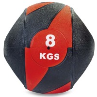 М'яч медичний медбол із двома ручками Record Medicine Ball FI-5111-8 8кг чорний-червоний