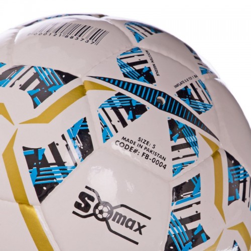 Мяч футбольный SOCCERMAX IMS FB-0004 №5 PU белый-синий-золотой