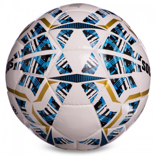 Мяч футбольный SOCCERMAX IMS FB-0004 №5 PU белый-синий-золотой