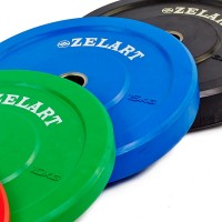 Млинці (диски) бамперні для кросфіту Zelart Z-TOP Bumper Plates ТА-5125-15 51мм 15кг синій