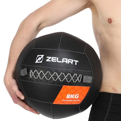 Мяч волбол для кроссфита и фитнеса Zelart WALL BALL TA-7822-8 вес-8кг черный