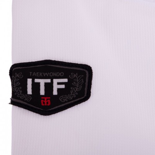 Кімоно для тхеквондо (добок) MTO ITF CO-5518 110-170см білий-чорний-червоний
