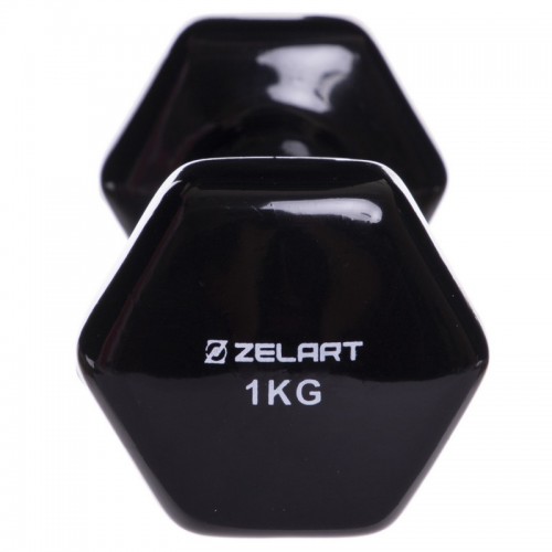 Гантель для фітнесу з вініловим покриттям Zelart TA-2777-1 1шт 1кг кольору в асортименті
