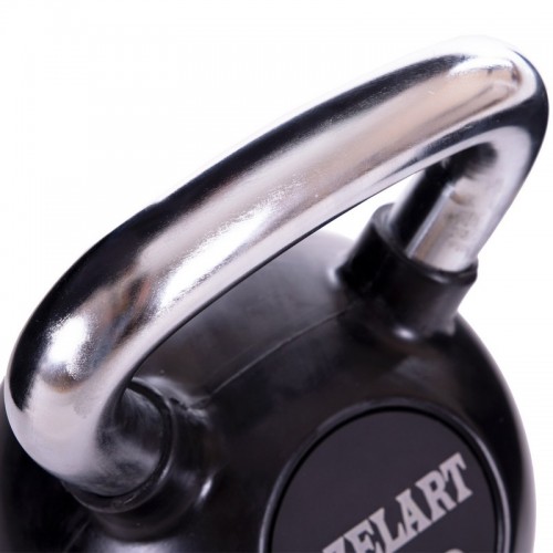 Гиря гумова з хромованою ручкою Zelart ТА-5162-28 вага 28кг чорний