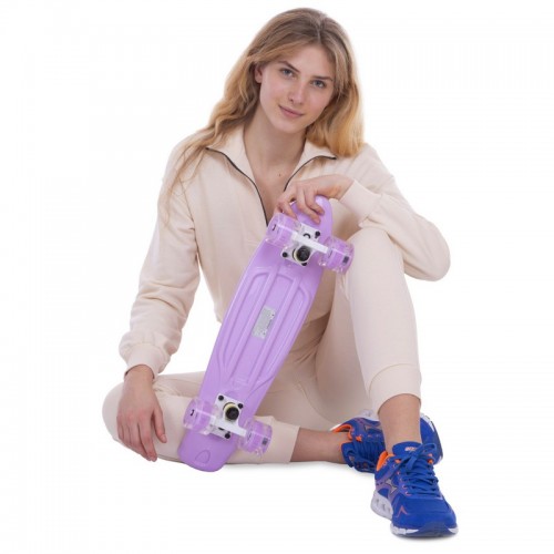 Скейтборд Пенни Penny LED WHEELS FISH SP-Sport SK-405-6 фиолетовый-белый