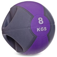 М'яч медичний медбол із двома ручками Zelart FI-2619-8 8кг сірий-фіолетовий