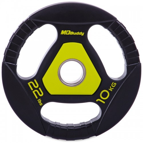 Блины (диски) полиуретановые Zelart TA-2677-10 51мм 10кг черный-салатовый