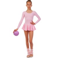 Купальник для танцев и гимнастики с длинным рукавом и юбкой Lingo CO-3376-P S-XL розовый