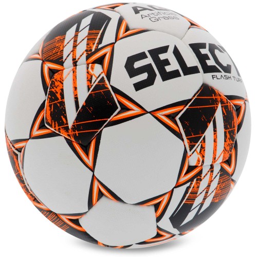 М'яч футбольний SELECT FLASH TURF FIFA BASIC V23 №4 білий помаранчевий