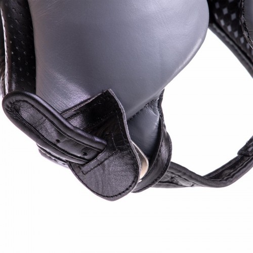 Шлем боксерский в мексиканском стиле кожаный UFC PRO Training UHK-69961 XL серебряный-черный
