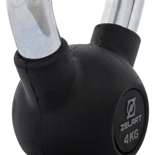 Гиря чугунная с резиновым покрытием и хромированной ручкой Zelart ТА-7794-4 4кг черный