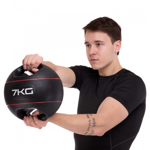 М'яч медичний медбол із двома ручками Zelart TA-7827-7 вага-7кг d-27,5см кольору в асортименті