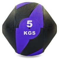 М'яч медичний медбол із двома ручками Record Medicine Ball FI-5111-5 5кг чорний-фіолетовий