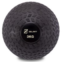 Мяч набивной слэмбол для кроссфита рифленый Record SLAM BALL FI-7474-3 3кг черный