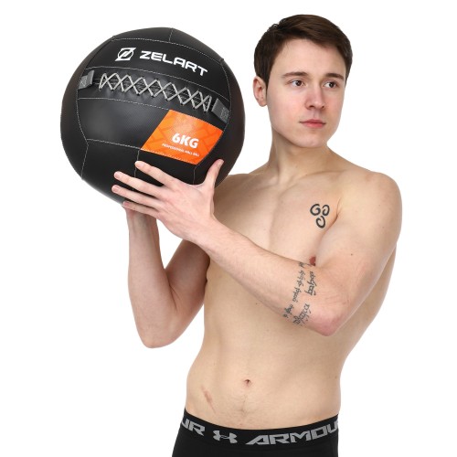 М'яч волбол для кросфіту та фітнесу Zelart WALL BALL TA-7822-6 вага-6кг чорний