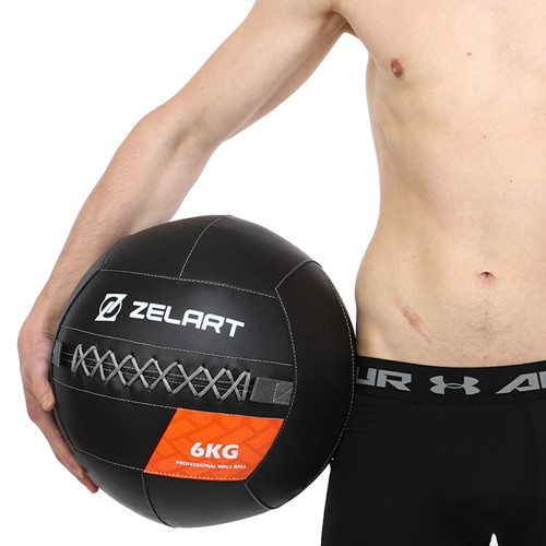 Мяч волбол для кроссфита и фитнеса Zelart WALL BALL TA-7822-6 вес-6кг черный