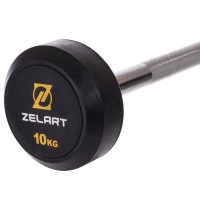 Штанга фіксована пряма гумова Zelart Rubber Coated Barbell TA-2685-10 довжина-95см 10кг