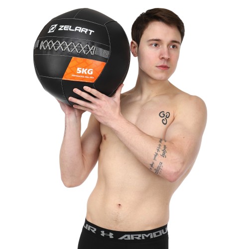 Мяч волбол для кроссфита и фитнеса Zelart WALL BALL TA-7822-5 вес-5кг черный