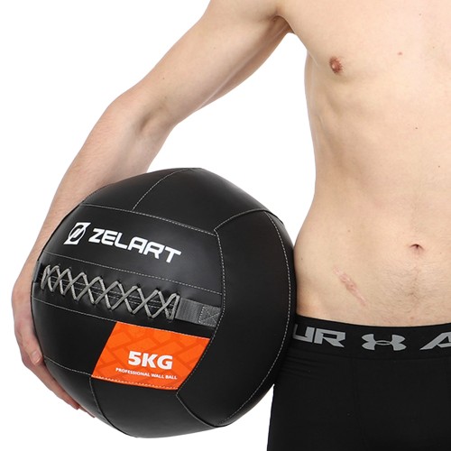 М'яч волбол для кросфіту та фітнесу Zelart WALL BALL TA-7822-5 вага-5кг чорний