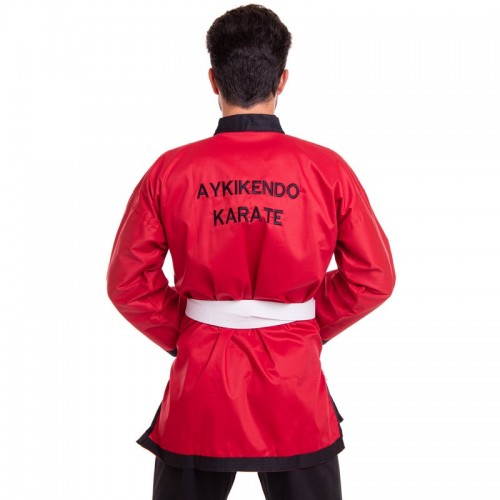 Кімоно для айкікендо карате AYKIKENDO KARATE BALLONSTAR AKS 120-190см червоно-чорне