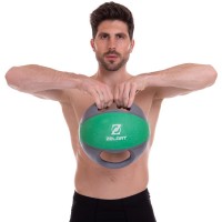 М'яч медичний медбол із двома ручками Zelart FI-2619-9 9кг сірий-зелений