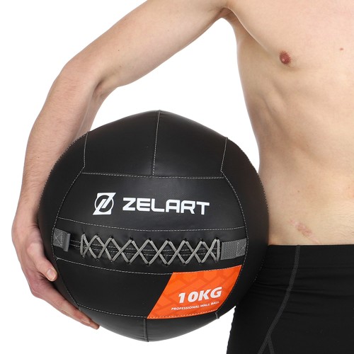 Мяч волбол для кроссфита и фитнеса Zelart WALL BALL TA-7822-10 вес-10кг черный