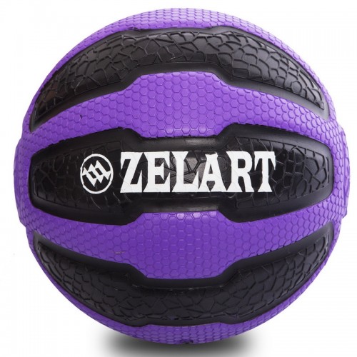 М'яч медичний медбол Zelart Medicine Ball FI-0898-4 4 кг чорний-фіолетовий