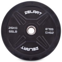 Млинці (диски) бамперні для кросфіту Zelart Bumper Plates TA-2258-25 51мм 25кг чорний