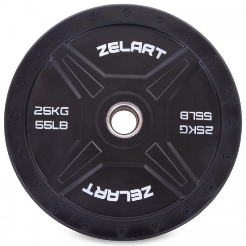 Блины (диски) бамперные для кроссфита Zelart Bumper Plates TA-2258-25 51мм 25кг черный