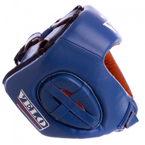 Шлем боксерский профессиональный кожаный AIBA VELO 3081 S-XL синий