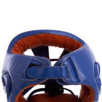 Шолом боксерський професійний шкіряний AIBA VELO 3081 S-XL синій